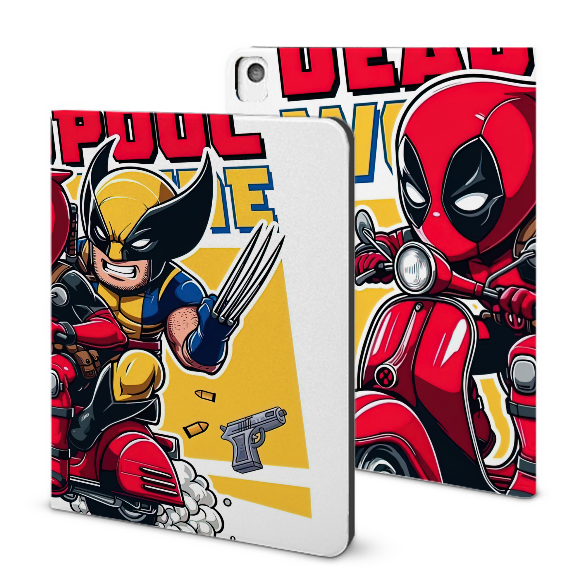 （画像用） Deadpool デッドプール IPadケース ペンホルダー付き ブックスタイルデザイン